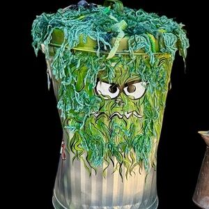 Hand Painted Oscar the Grouch 11gal. Metal Garbage Can with Lid